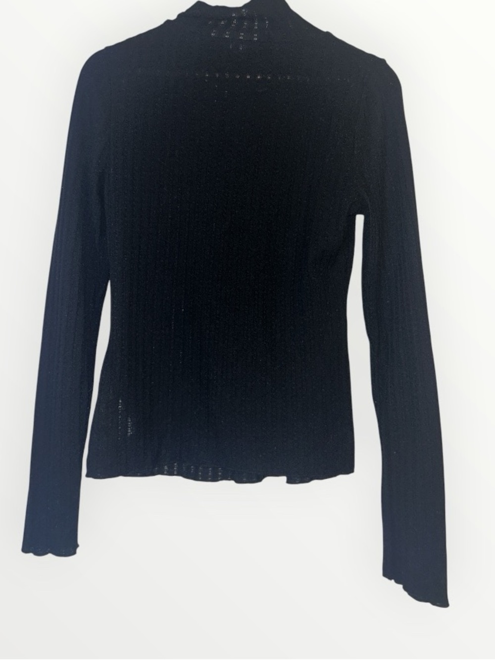 Anthropologie Pilcro Black Knit Pointelle Mock Neck Turtleneck Sweater M - Picture 3 of 5